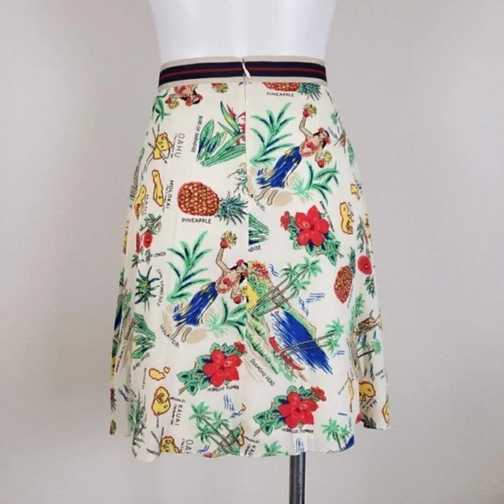 𝅺J.Crew Factory Hawaiian Island Print Pleated Skirt